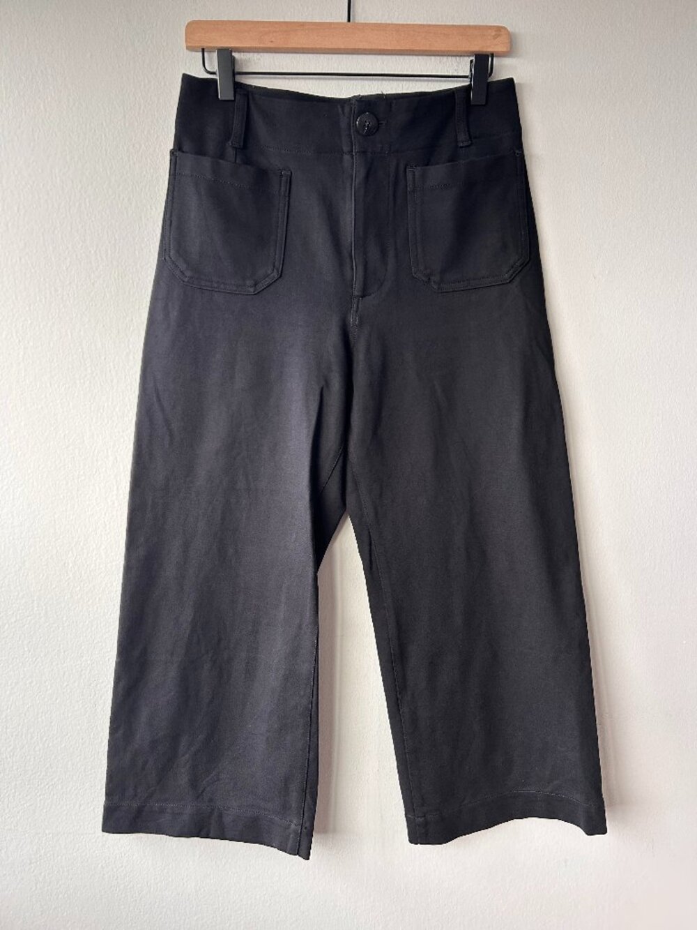 Maeve The Colette Ponte Cropped Wide Leg Pants Black High Rise Size 29